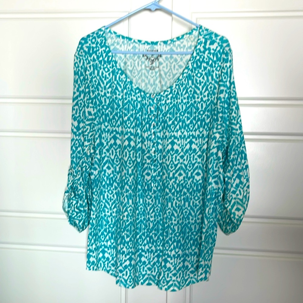 Teal & White Blouse - Sonoma